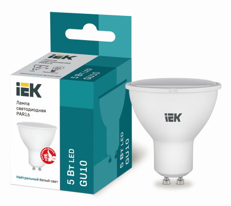 Лампа светодиодная PAR16 софит 5Вт 230В 4000К GU10 IEK – №1