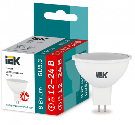 Лампа светодиодная MR16 софит 8Вт 12-24В 4000К GU5,3 IEK – №1