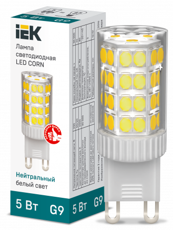 Лампа светодиодная CORN капсула 5Вт 230В 4000К керамика G9 IEK – №1
