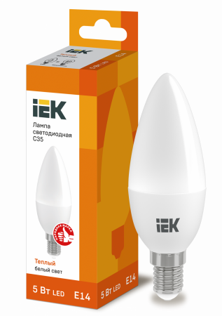Лампа светодиодная C35 свеча 5Вт 230В 3000К E14 IEK – №1
