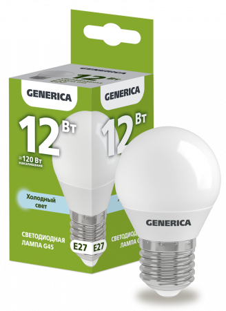 Лампа светодиодная G45 шар 12Вт 230В 6500К E27 GENERICA – №1
