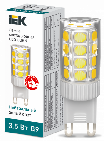 Лампа светодиодная CORN капсула 3,5Вт 230В 4000К керамика G9 IEK – №1
