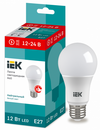 Лампа светодиодная A60 шар 12Вт 12-24В 4000К E27 IEK – №1