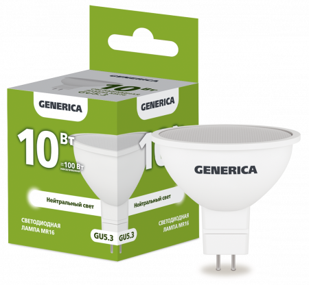 Лампа светодиодная MR16 софит 10Вт 230В 4000К GU5.3 GENERICA – №1